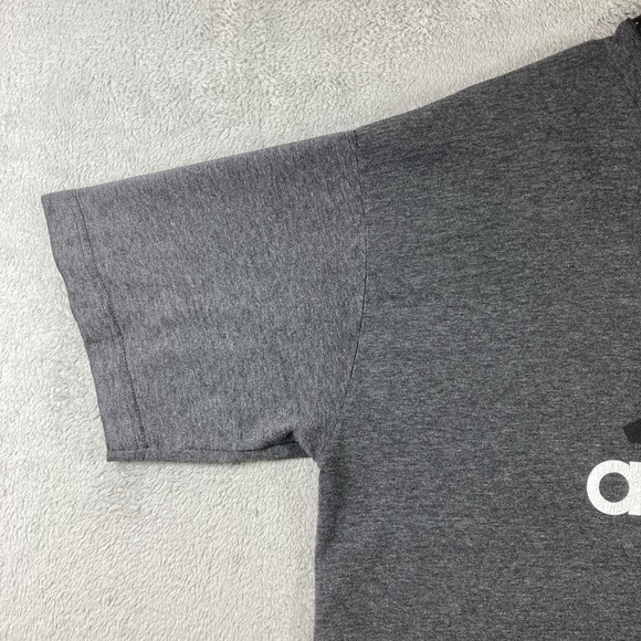 Adidas Shirt Adult Large Dark Gray Logo Sports Workout Casual Comfort SS - Picture 3 of 12